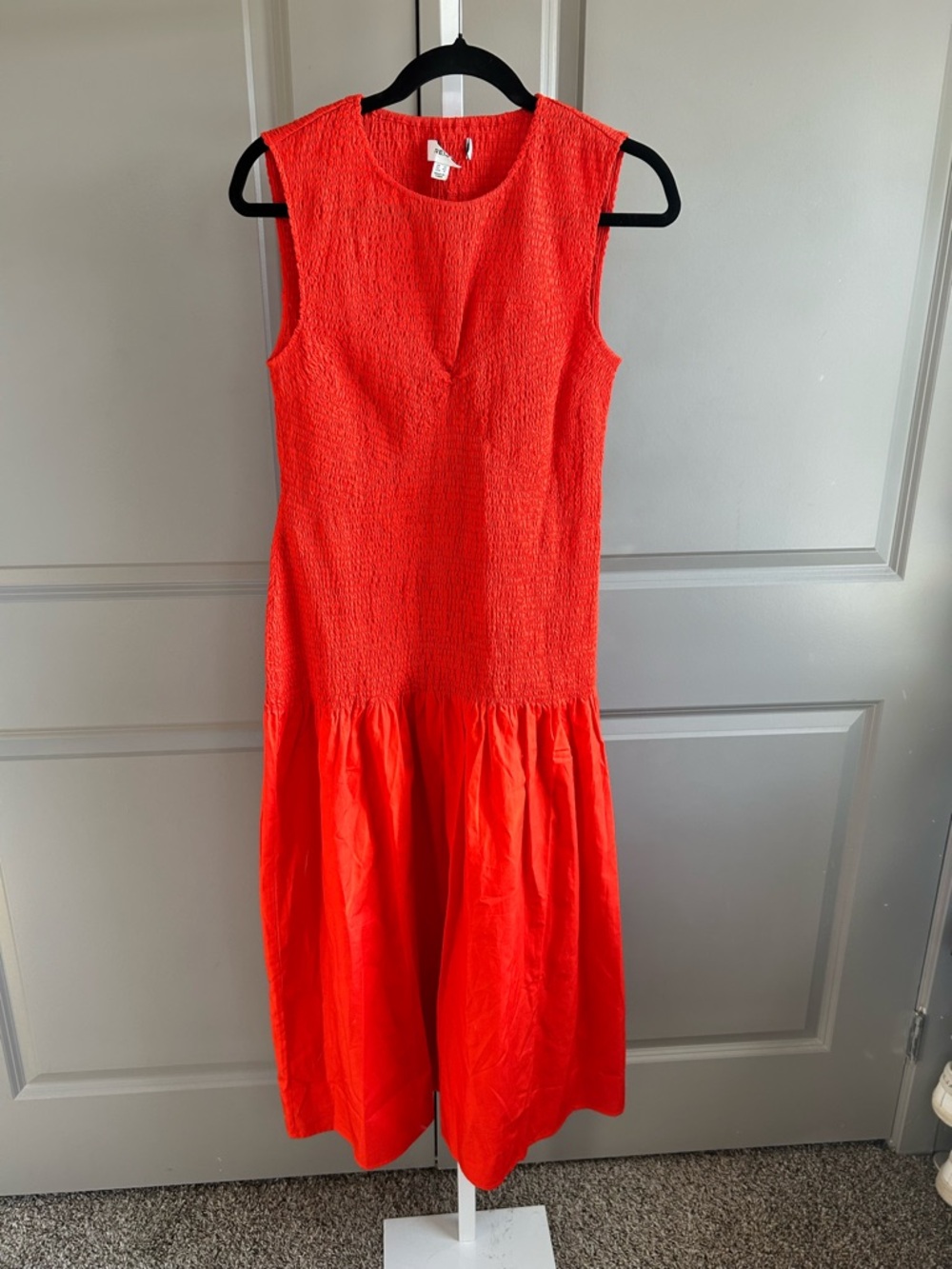 Reiss Annabel Petite Cotton Shirred Midi Dress Size 8 Coastal Chic Old Money #92 - Picture 2 of 10